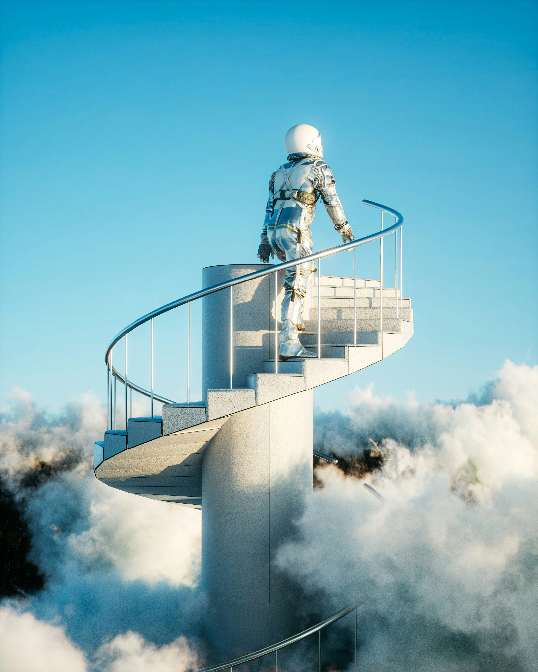 Astronaut on stairs